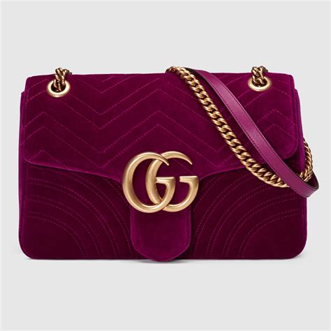 velvet gucci marmont shoulder bag w chain and leather strap|Gucci Marmont belt bag large.